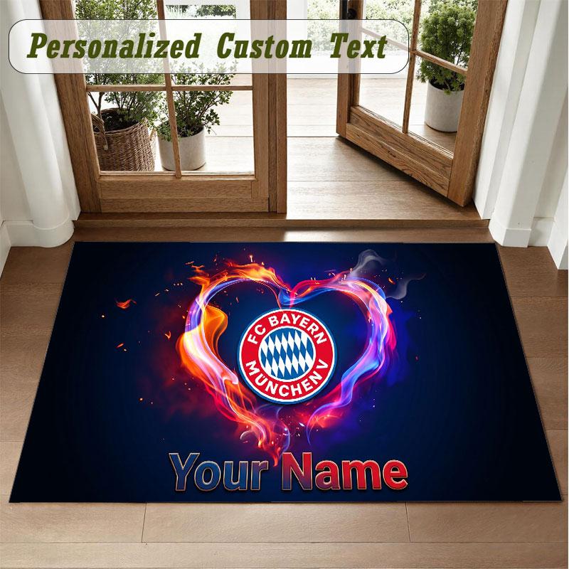 Crystal Velvet Square Rug Custom NameBayern Munich Pattern Non Slip Home Floor Decor Rug