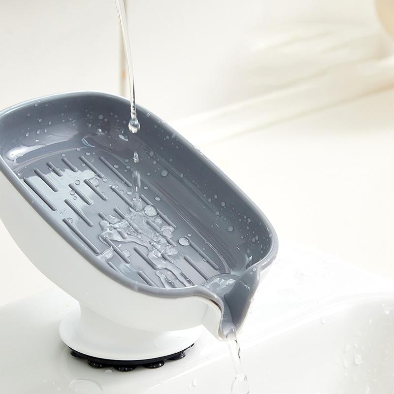 Suction Cup Soap Dish with Drain Water Punching Free Soap Holder Household Light Luxury Bathroom Soap Container Bathroom Supply