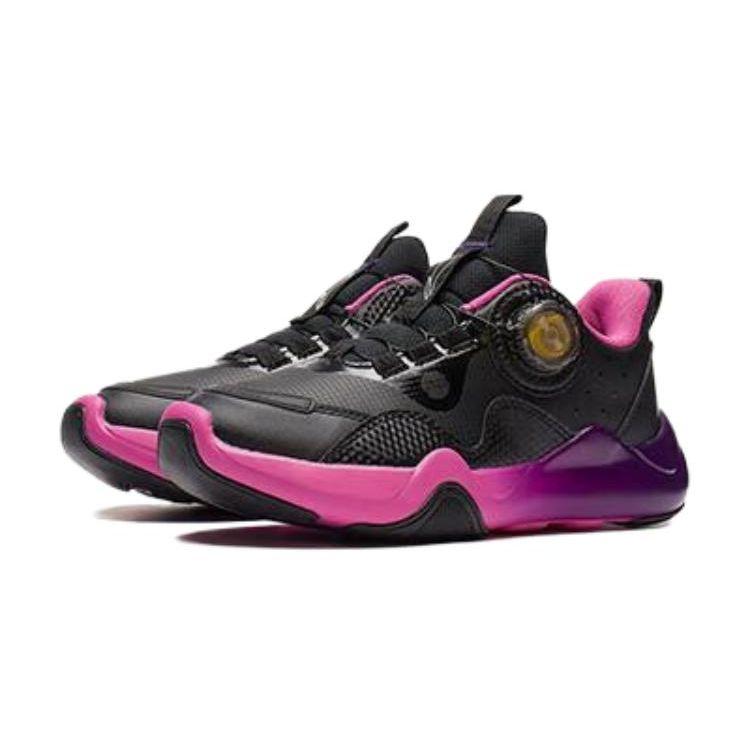 Li Ning Kids Comfortable Versatile Trendy Non-Slip Wear-Resistant Breathable Low-Top Casual Shoes Kids sneaker Black Purple YKCS176-25