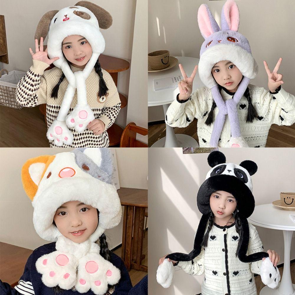 

Плюшевая шерстяная шапка-бини в животном стиле, детская теплая шапка, модные детские чепчики, осень-зима