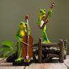 Musical Instrument Frog Figurine Cello Violin Saxophone Bass Frog Statue Resin Sculpture