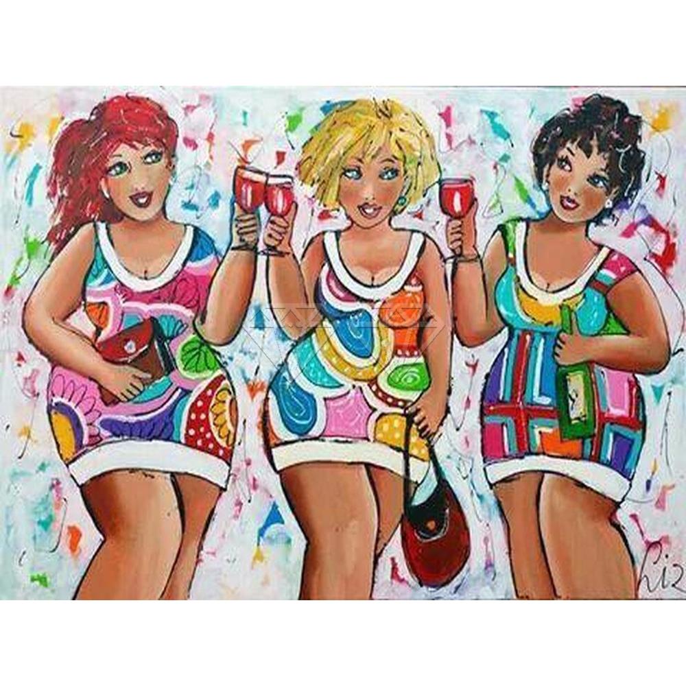 

5D DIY Алмазная живопись Мультяшные Полные Дамы девушка Полные Дамы Полная Круглая Алмазная мозаичная вышивка Крестиком домашний декор Round 20x30cm