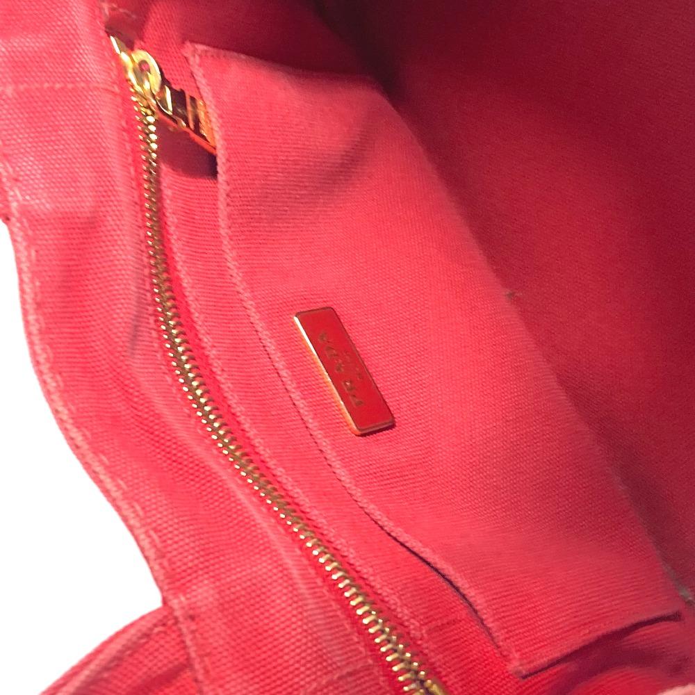 PRADA Logo Canapa SS MINI Bag Tote Bag Hand Bag Canvas Red