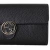 Gucci Logo Flap Leather Wallet Women Wallet Black 615524-CAO0G-1000