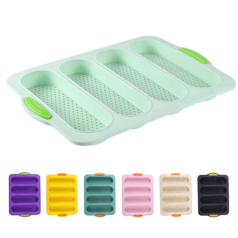 1PCS 4 Grids Silicone Mold French Bread Baking Mold Bread Baking Tray Nonstick Cake Baguette Mold Pans Bread Baking Tools