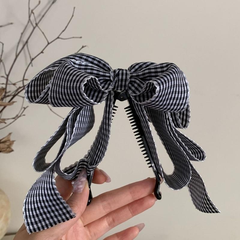 Cute Tartan Hairpin Soft Textile Design School Style Hair Ornament For Teens Ladies