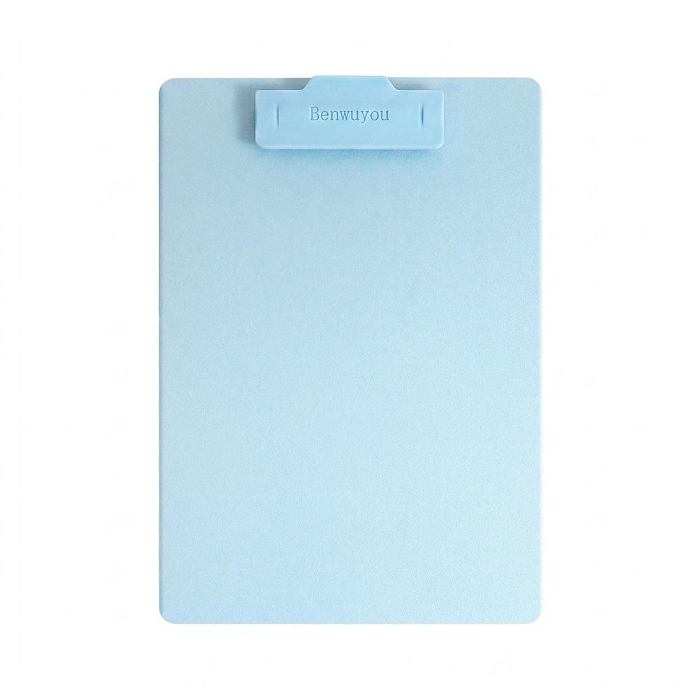 Thickened PP A4 Clipboard Morandi Color Waterproof Board Clip with Pen Slot Document Holder School Office синий