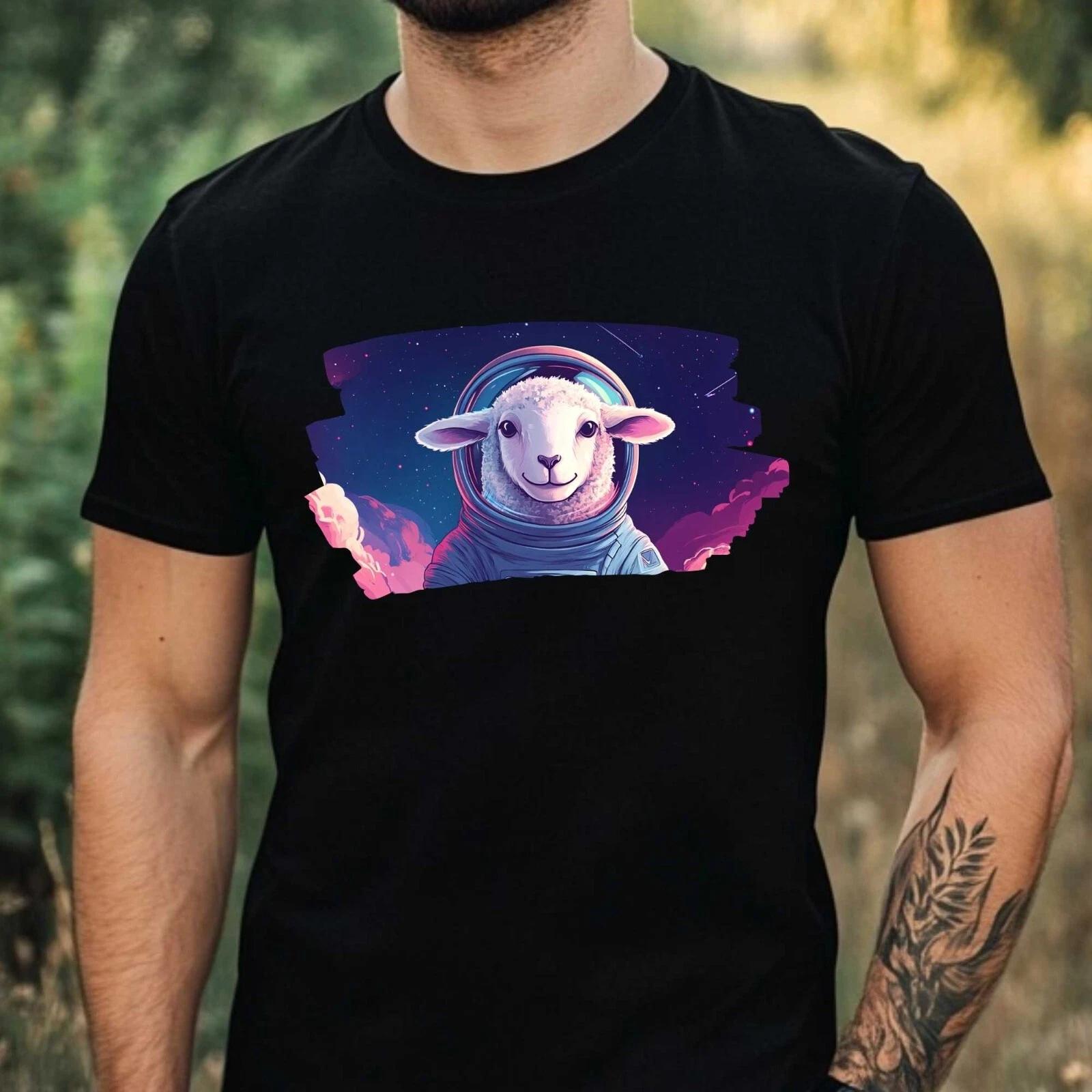 T-Shirt Herren Schaf als Astronaut Motiv Baumwolle Größe XS bis 5XL XXXL