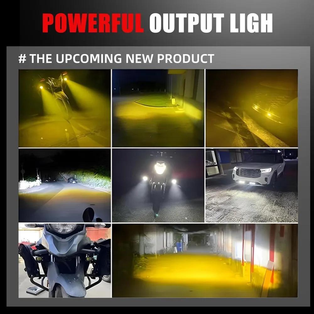 2Pcs Mini Grille Spotlight LED Headlight Bumper Fog Lamps Auxiliary 5500K 3000k Projector Lens Work Light Waterproof Driving Light,