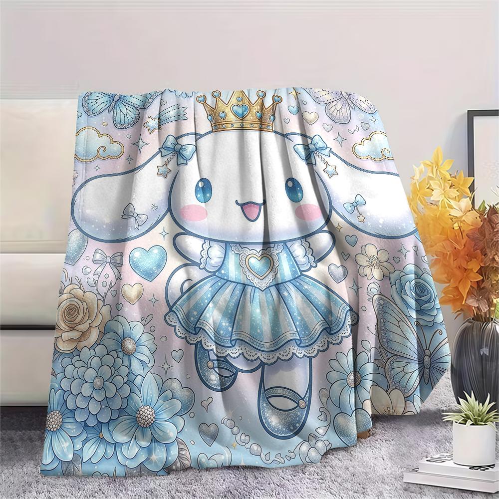 1PC Cinnamoroll Print Flannel Blanket, High Quality All Seasons, Home Decor, Warmth and Comfort, Perfect for Christmas Gifts