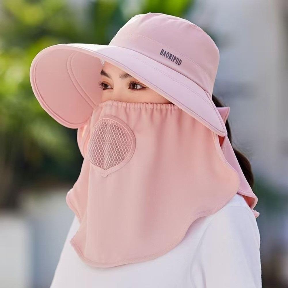 

Lightweight Sunscreen Sun Hat Wide Brim Neck Flap Hat Visor Cap Picking Tea Hat Camping розовый
