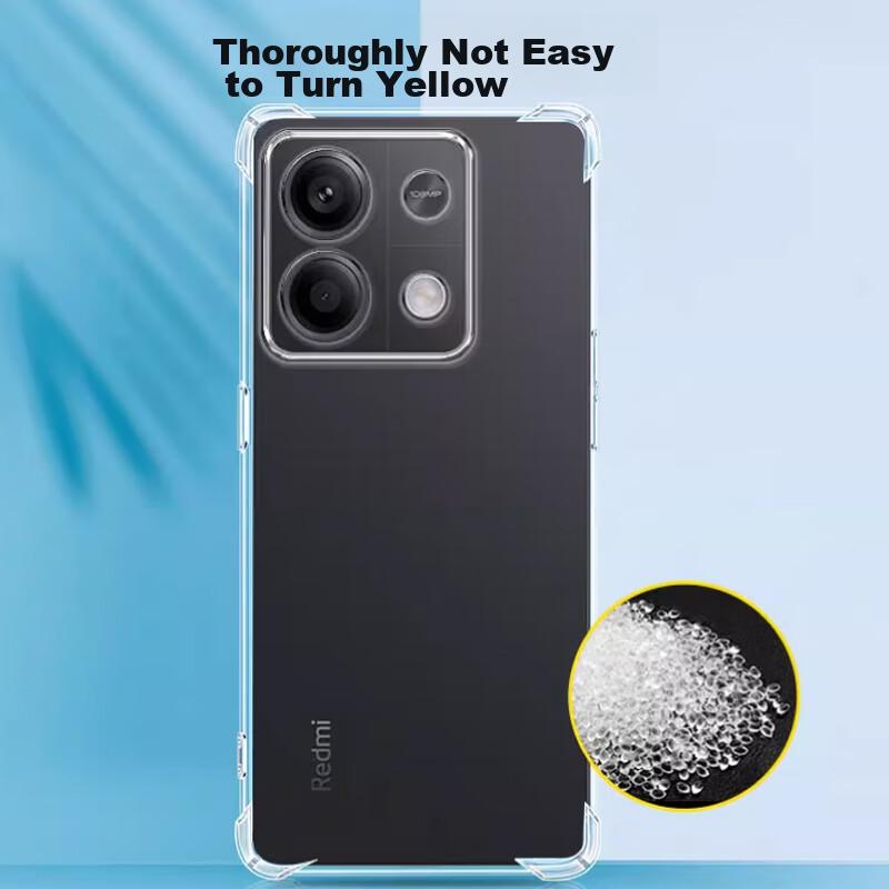 Phone Case for Redmi Note 13 Pro, Redmi Note 13 Pro Protective Cover, Shockproof Airbag Full Protection Soft TPU - Transparent White