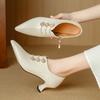 Fashion 2025 New Spring Sheep Suede Women Shoes Retro Pointed Toe Women Pumps Zipper High Heels Modern Ladies Shoes