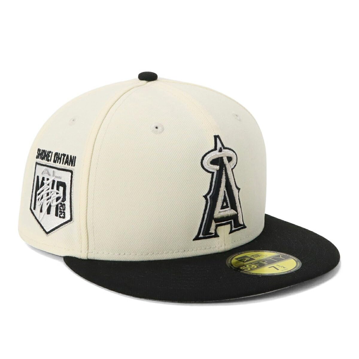 

New Era 59FIFTY Side Patch MLB LAA 7 5950 MVP SO LOSANG CHR NER36C8808 Cap, Chrome/Black, 1/4 inch, BLK, 14388845,