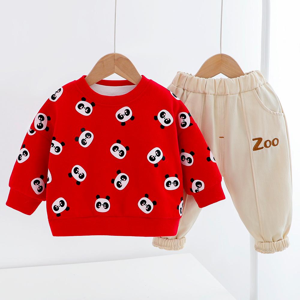 Autumn Children's Cartoon Print Long-Sleeve Two-Piece Set - Little Bajun