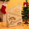 Nativity Advent Calendar Rustic Wooden Christmas Countdown Calendar Light-Up Tabletop Xmas Centerpiece for Cabinet Desk Shelf Mantel Decoration