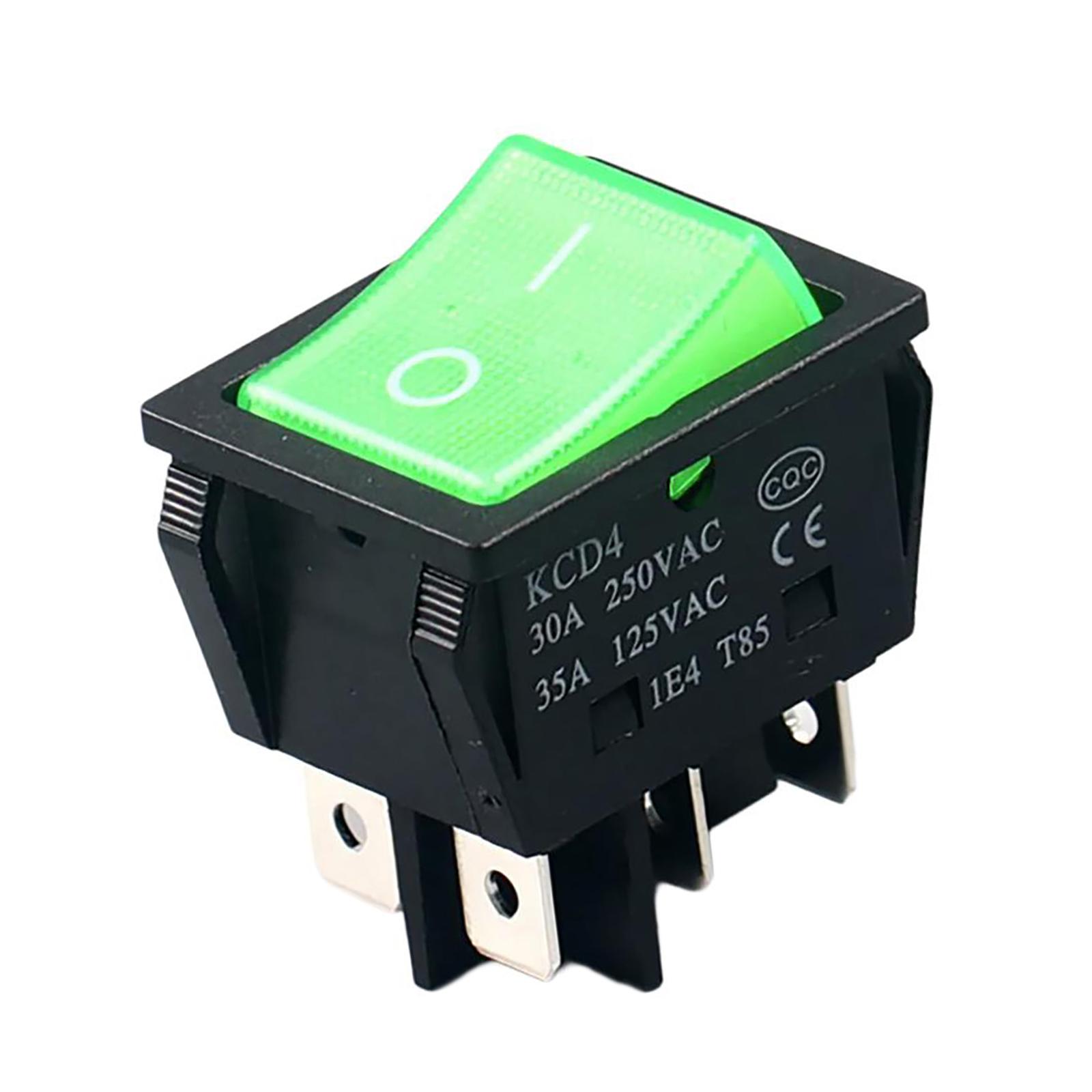 

30A 250VAC морские лодки кулисные переключатели 6 контактов 2 положения кулисные переключатели светодиодные кулисные переключатели для автомобиля лодки зелёный