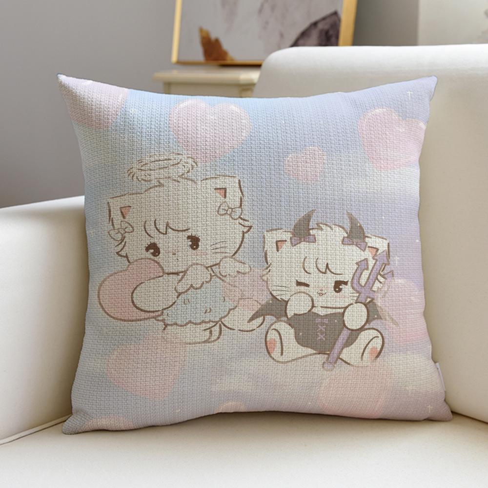 Cute MmikkoS Cushion Cover Breathable and skinfriendly linen pillowcase square removable and washable cushion