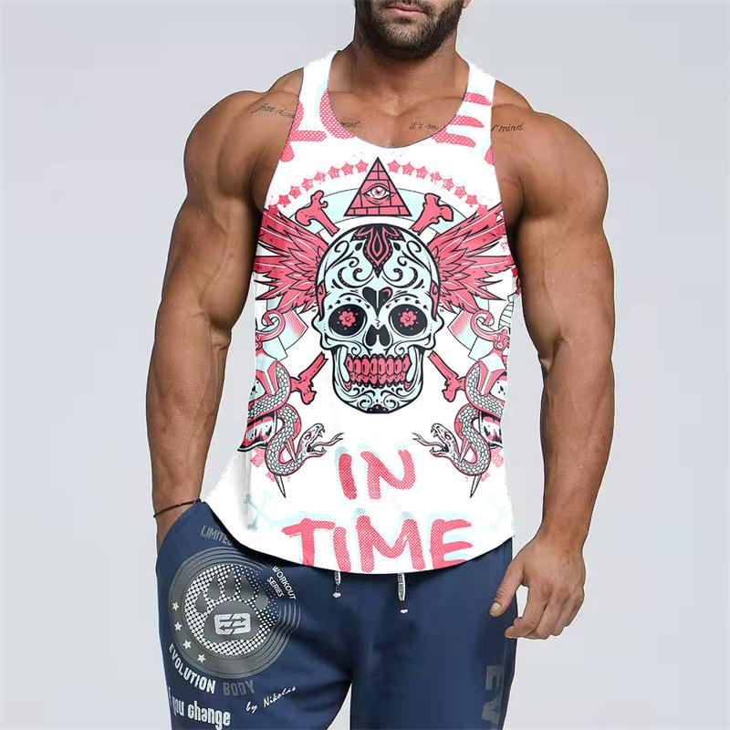 Skeleton Nightmare 3D Printed Large Size Trendy Sleeveless Men's Tank Top