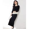 Xinfieyu Elegant Black Two-Piece Skirt Set for Petite Women