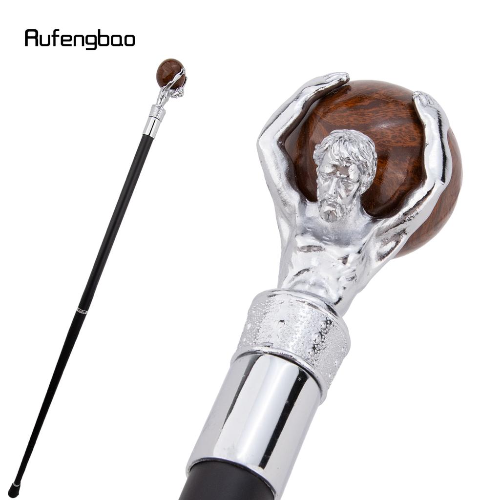 White Man Hold Ball White Walking Cane Fashion Decorative Walking Stick Gentleman Elegant Cosplay Cane Crosier 93cm
