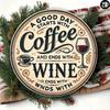 Vintage Coffee Wine Metal Wall Art Round Home Bar Decor Gift