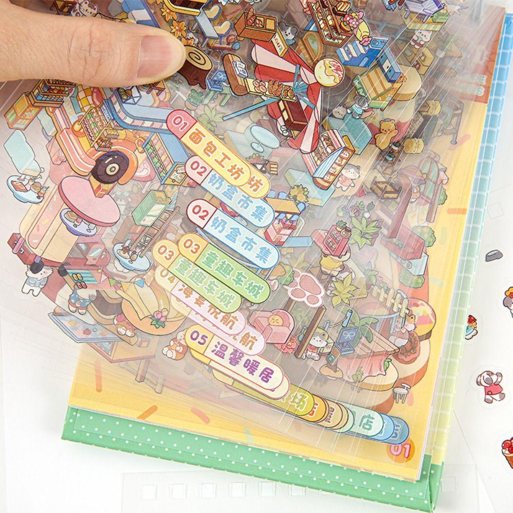 10-in-1 3D Landscape Sticker Decompression DIY Cabin Scene Sticker Miniature Scene Collage  Gift