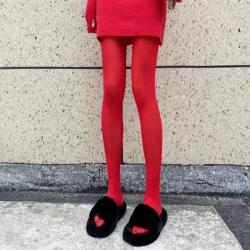 

Новые женские сексуальные колготки с красной подошвой Год красных носков Антизацепные шелковые чулки Рождественский подарок Бархатные колготки Свадебные леггинсы One Size красный
