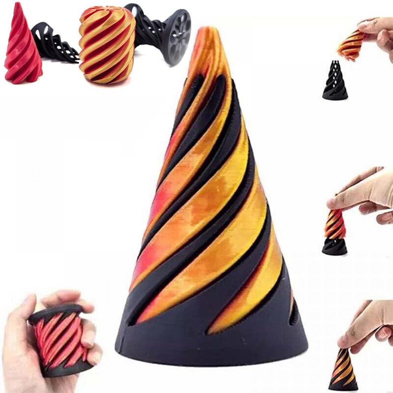 3D Spiral Cone Decompression Spiral Push Music Pyramid Fidget Toy Mini Vortex Line Illusion Desktop Ornament Adult Toy