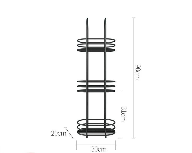 Nordic Multi-layer Bathroom Rack Floor Metal Unfading Golden Storage Rack Wrought Iron Waterproof Storage Shelf 30*20*90cm