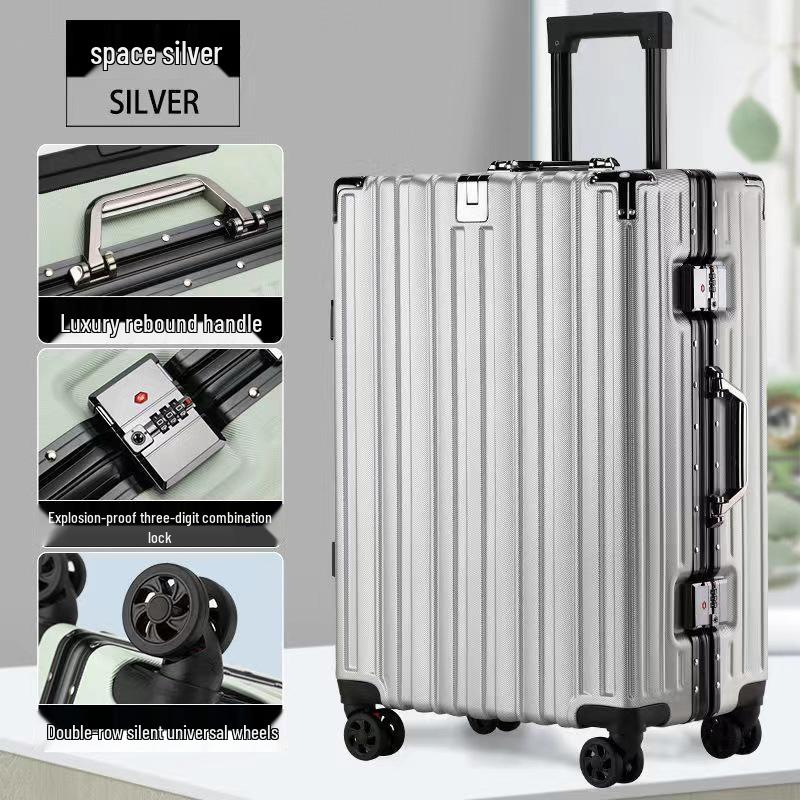 24-Inch Women's Silent Wheeled Suitcase: Durable Aluminum Frame, Large Capacity, Carry-On with Password Lock