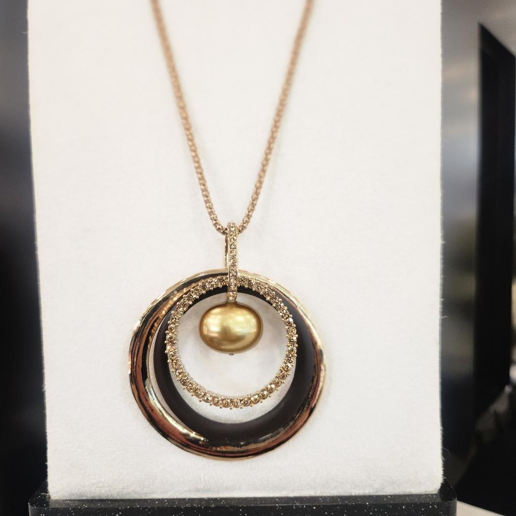 Atria Oval Freshwater Wood Ring N Necklace MRNNEFR0005BRF