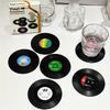 Retro Vinyl Record Coasters Set Anti-Skid Drink Coasters for Music Lovers Vintage Style Table Mats for Home Bar Kitchen Office
