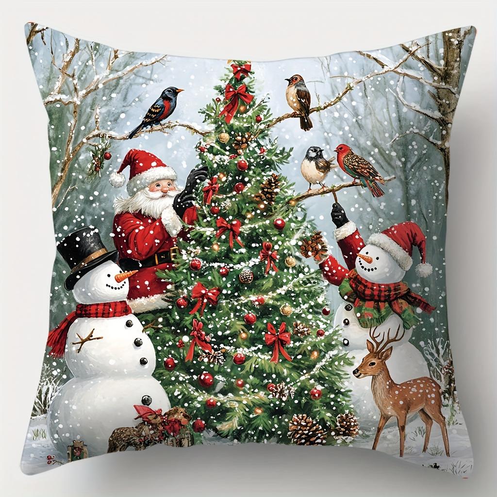 1pc Christmas Cushion Cover Snowman Santa Claus Durable Cover 2025 New for Home Ornament Xmas New Year Christmas Decoration