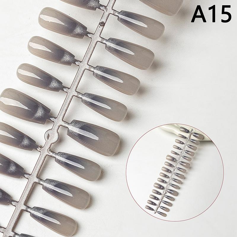 30Pcs Nails Handmade Gradient Cat'S Eye Press On Fake Nails Medium Short Nail Tips Popular Design Decoration Flower Full Cover