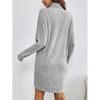 2024 Fall/Winter Women's Casual Solid Color High Neck Long Sleeve Knitted Dress