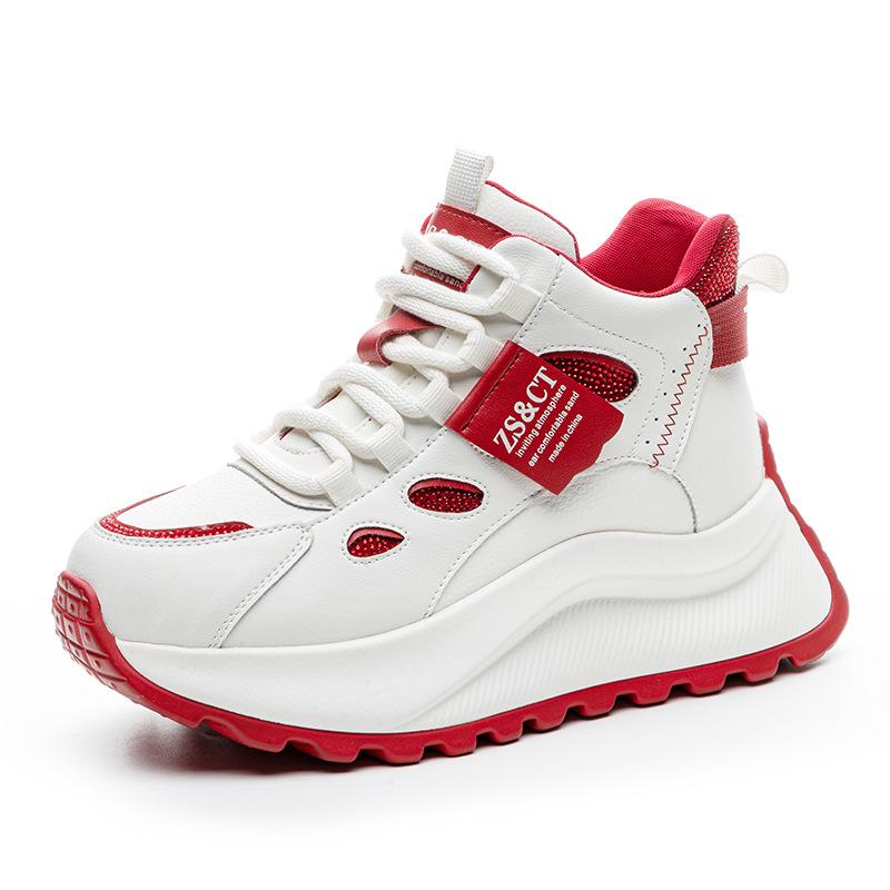 Thick-soled high-top dad shoes, new comfortable small height-increasing fleece sports and leisure shoes in autumn and winter