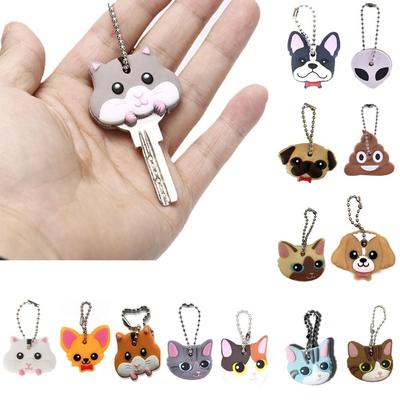 1Pcs Key Dust Cover Holder Cartoon Silicone Protective Key Case Cover For Keys Cute Creative PVC Soft Keychain Ornament Pendant