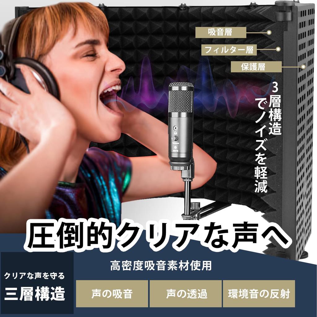 Filtre de réflexion HomLead, Écran d'insonorisation, Écran d'isolation pour microphone, Matériau insonorisant pliable, Absorption du son du microphone,