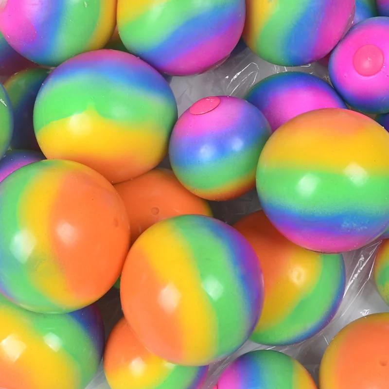 Gradient Rainbow Pinch Pink Ball Stress Relief Ball Toy Squeezing Slow Rebound Jump Ball Children'S Finger Training Toy Ball