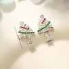 S925 Silver Christmas Tree Stud Earrings - Elegant Women's Light Luxury Fashion Jewelry for New Year's Eve