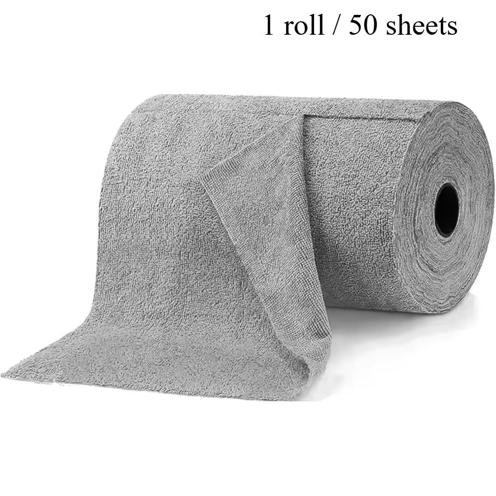 

50 Pack Microfiber Cleaning Towels Roll, Tear-Away Reusable Rags, Ultra Absorbent Washable Cleaning Supplies