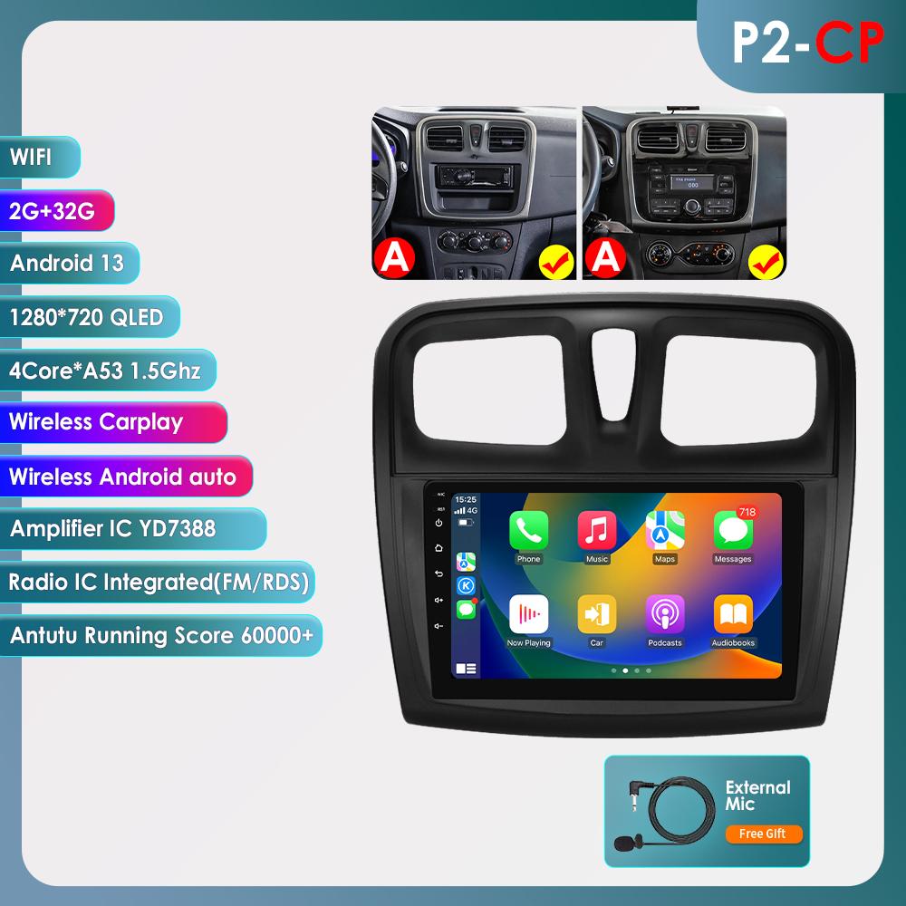 OSSURET Carplay 4G Android 13 автомобильное радио для Renault Logan 2 2014 - 2019 Sandero 2 мультимедийный видеоплеер GPS 2din Автомагнитола 7862 интеллектуальный экран