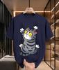 2026 New Arrival Pure Cotton Tshirt Cartoon Scared Tabby Cat Scratching Cloth Print Crew Neck Unisex Casual Short Sleeve