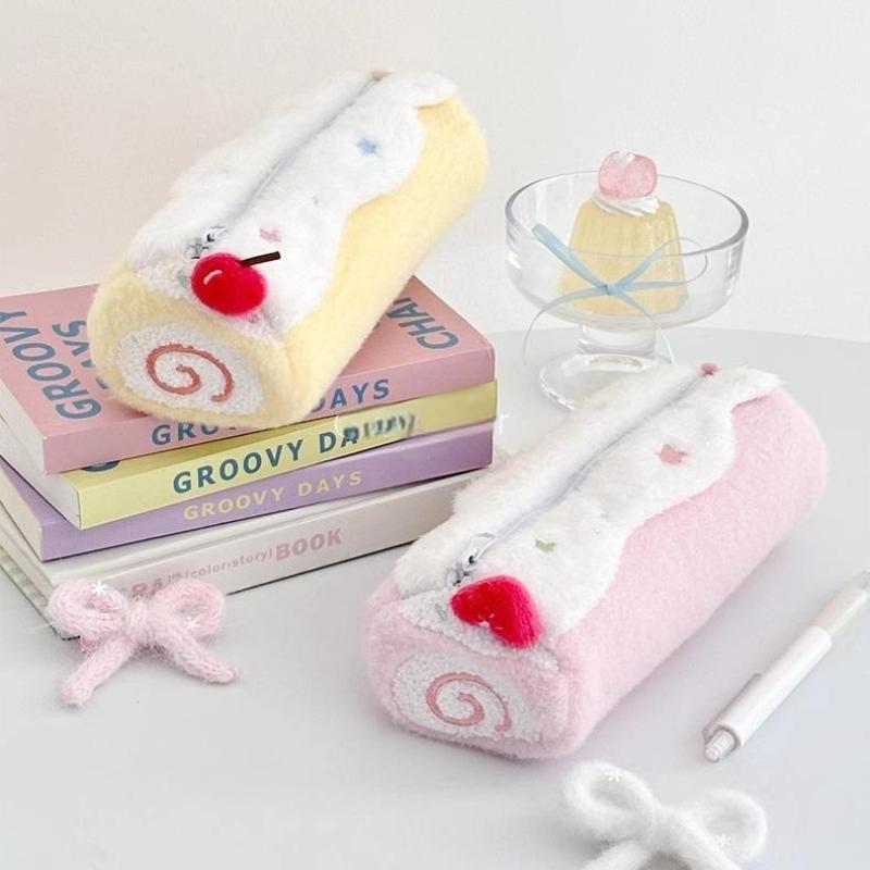 Large Capacity Pencil Case Cute Pastel Kawaii Multi-use Zip Pouch Portable Cosmetic Bag for Students Office Workers Daily Use
