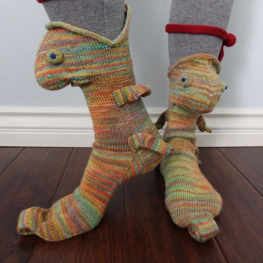 Elastic Crocheted Animal Socks Breathable 3D Floor Socks Shark Knitted Socks  Stocking Stuffers