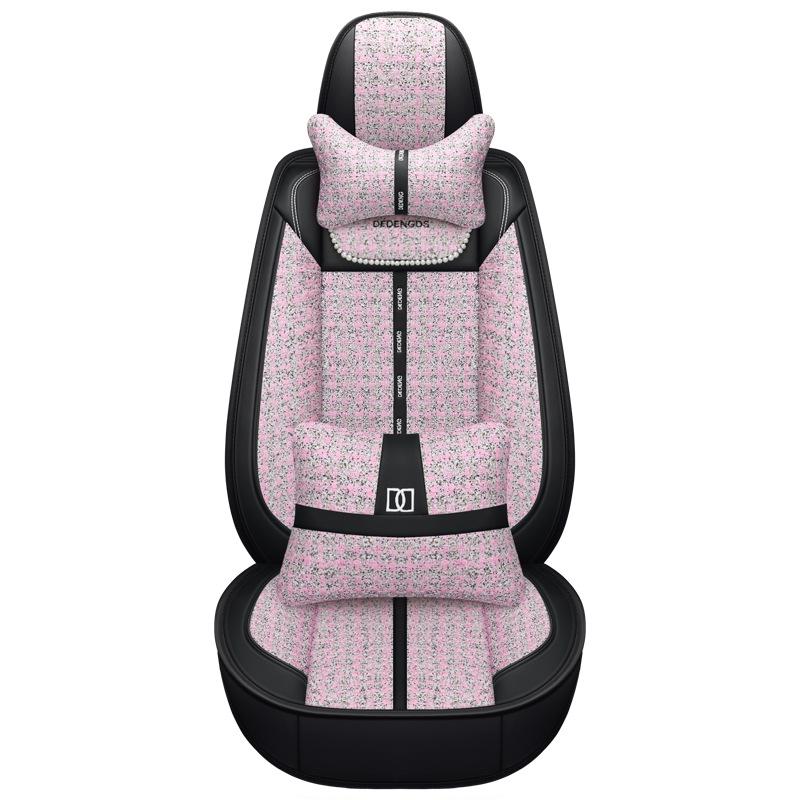 Seamless Full Coverage Linen Car Seat Cushion - Four Seasons Little Fragrant Style Cover