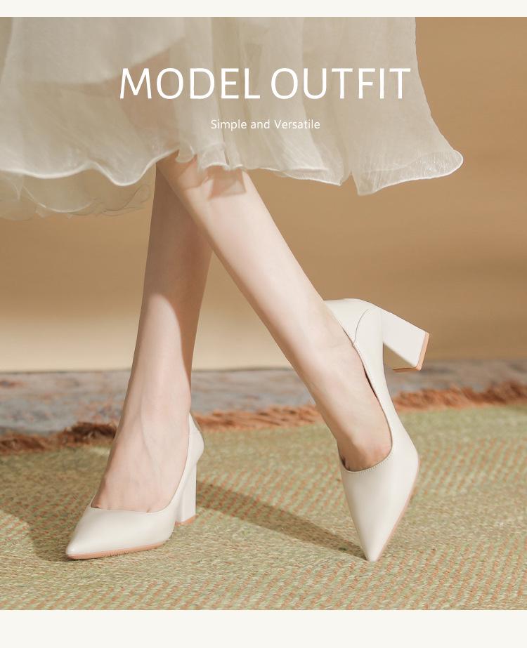 Fuxing Dámské 2025 Robustní podpatek Francouzský styl Vysoké podpatky k sukním - Pohodlné jarní a podzimní pracovní boty