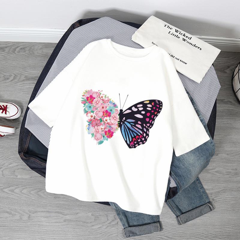 Übergroße T-Shirts Damen Schmetterlingsdruck T-Shirt Sommer Kurzarmshirt Harajuku Mode Grafik-Tops Damen T-Shirt Kleidung