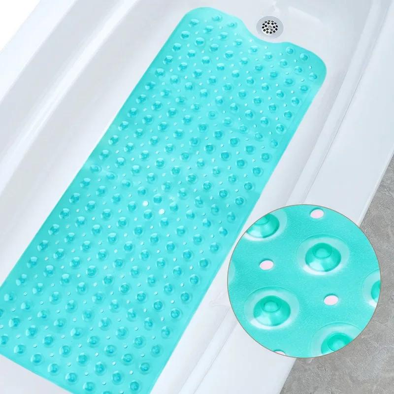 40x100cm Anti-Slip Bathtub Mat with Suckers Soft Non-Skid Shower Mat for Kids Elderly Massage Bathroom Rug Waterproof Floor Pad